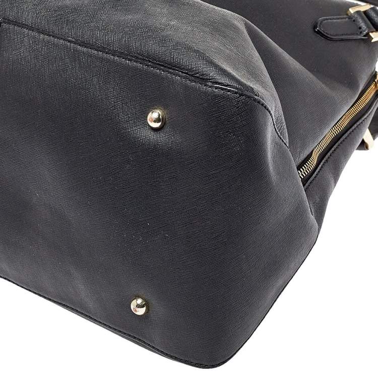 Pre Owned DKNY Black Saffiano Leather Double Zip Tote