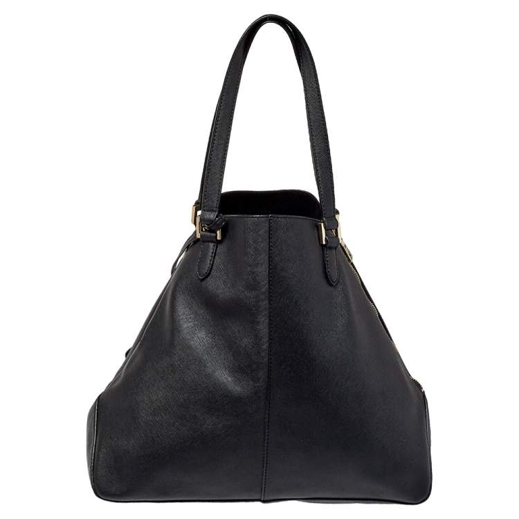 Pre Owned DKNY Black Saffiano Leather Double Zip Tote