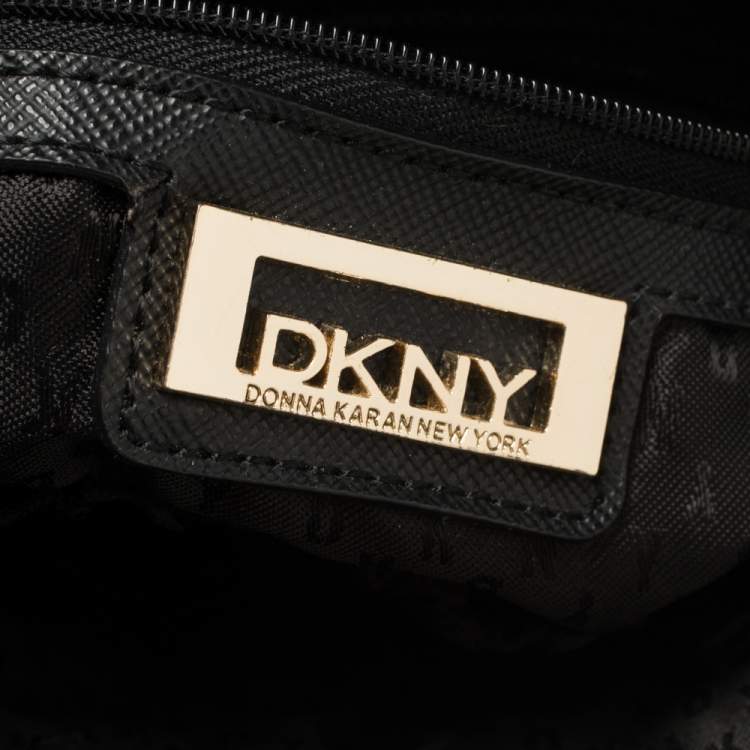 Pre Owned DKNY Black Leather Top Zip Chain Shoulder Bag