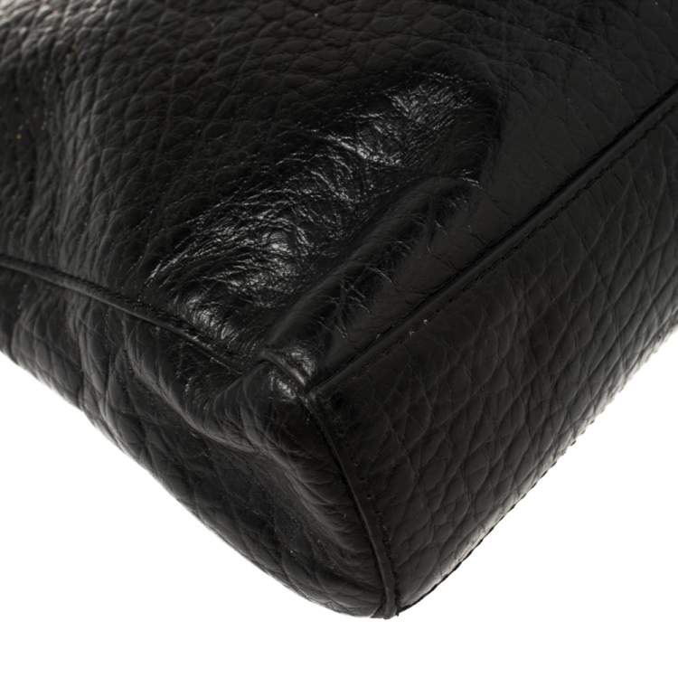 Pre Owned DKNY Black Leather Top Zip Chain Shoulder Bag