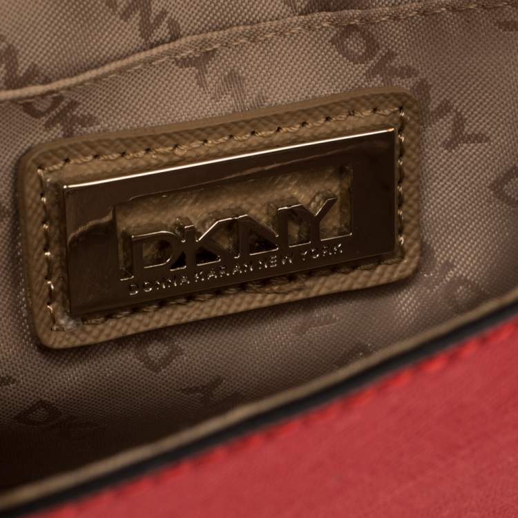 Pre Owned DKNY Red Saffiano Leather Micro Bryant Park Crossbody Bag