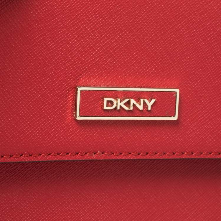 Pre Owned DKNY Red Saffiano Leather Micro Bryant Park Crossbody Bag