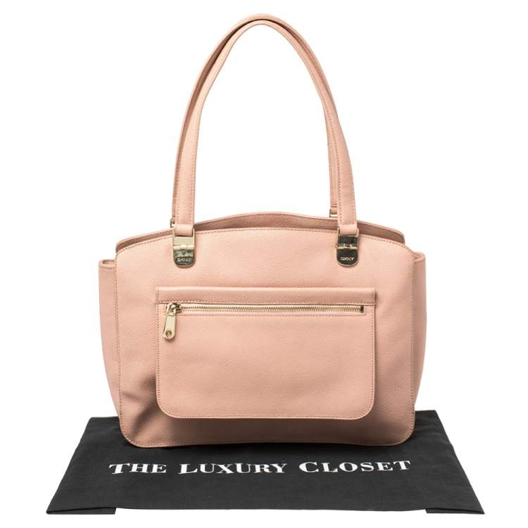 Pre Owned DKNY Pink Grained Leather Tote