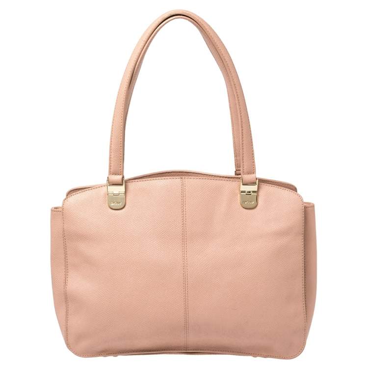 Pre Owned DKNY Pink Grained Leather Tote