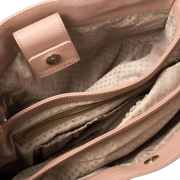 Pre Owned DKNY Pink Grained Leather Tote