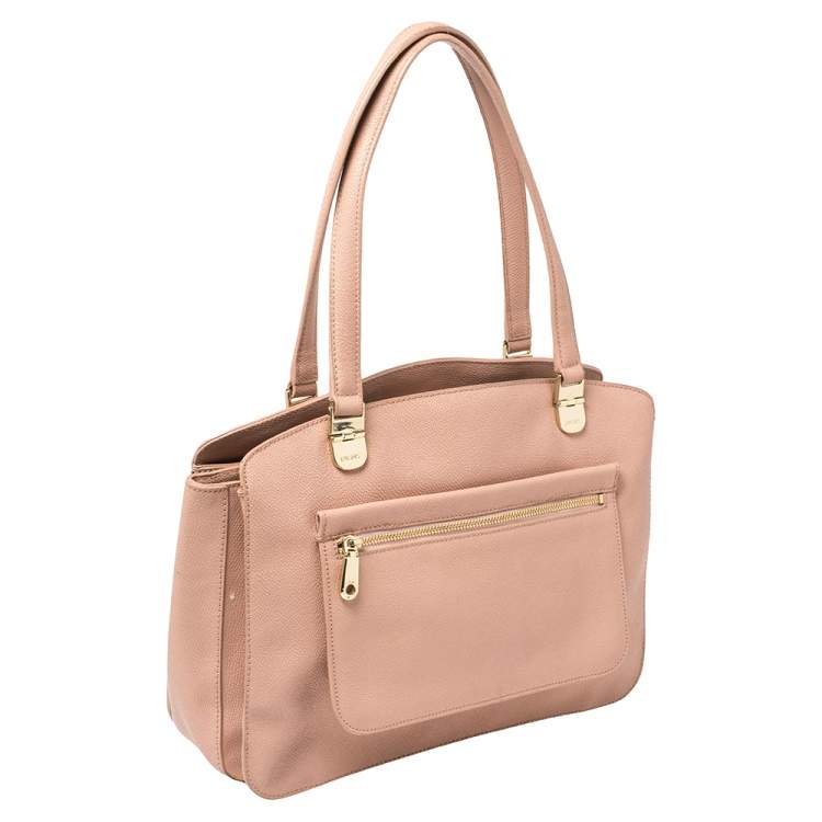 Pre Owned DKNY Pink Grained Leather Tote