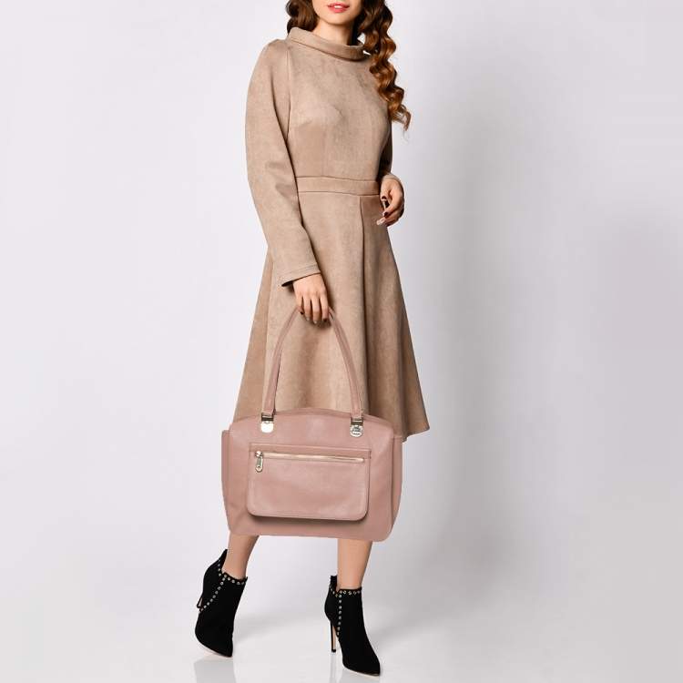 Pre Owned DKNY Pink Grained Leather Tote
