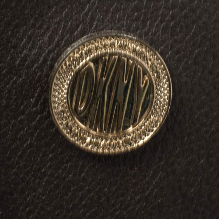 Pre Owned DKNY Brown Croc Embossed and Leather Turnlock Flap Top Handle Bag