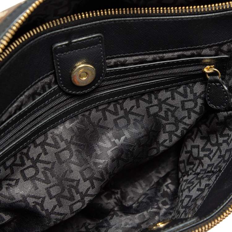 Pre Owned DKNY Monogram Canvas and Leather Double Zip Tote