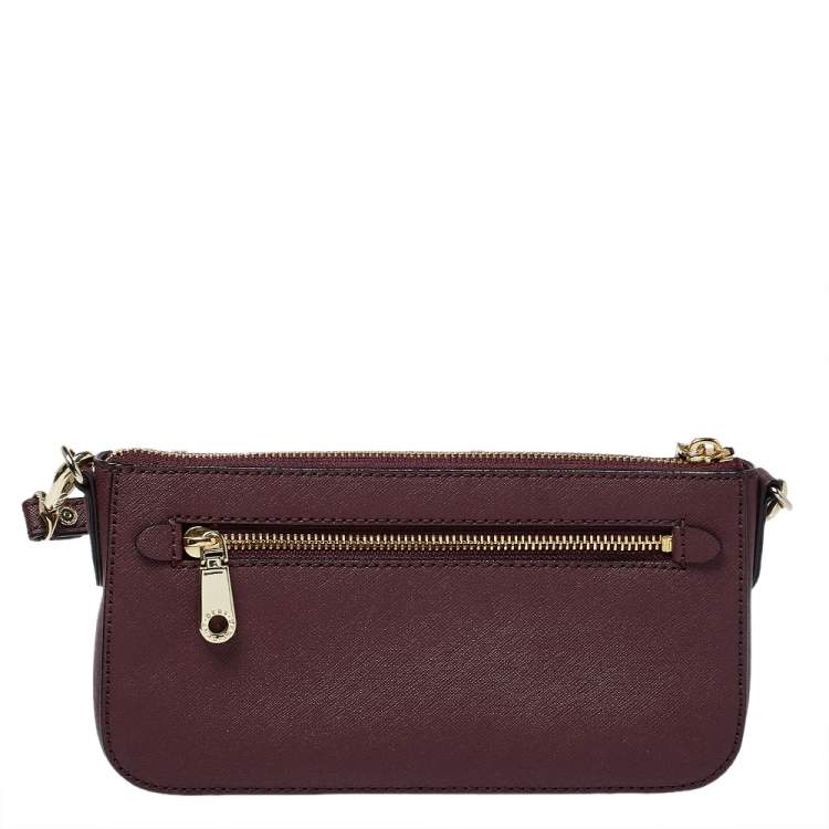 Pre Owned Dkny Burgundy Leather Zip Crossbody Bag