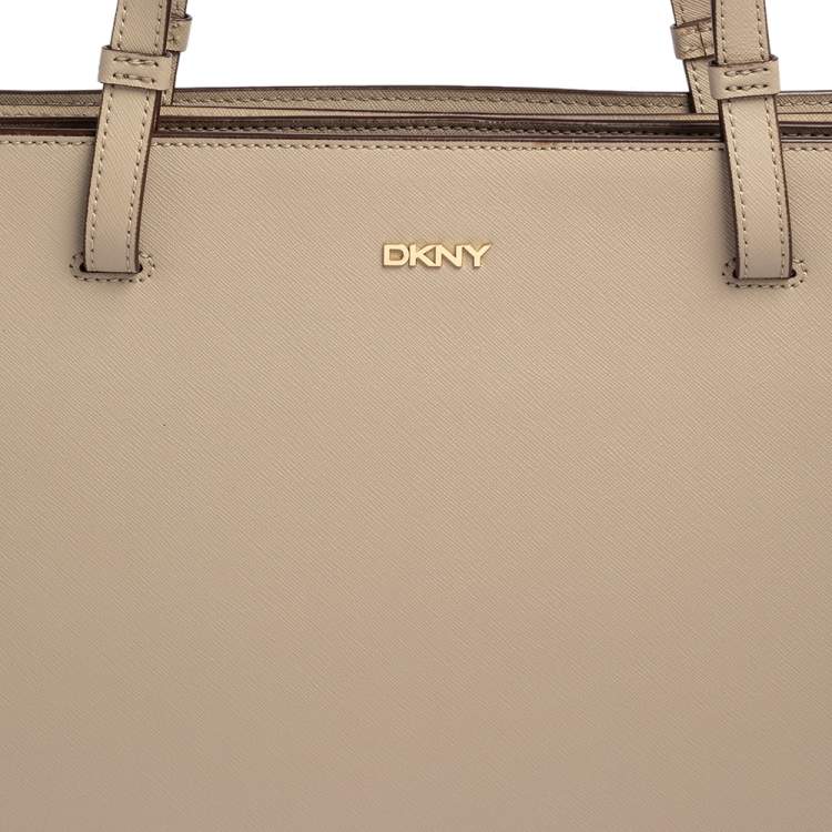 Pre Owned DKNY Beige Leather  Top Zip Tote