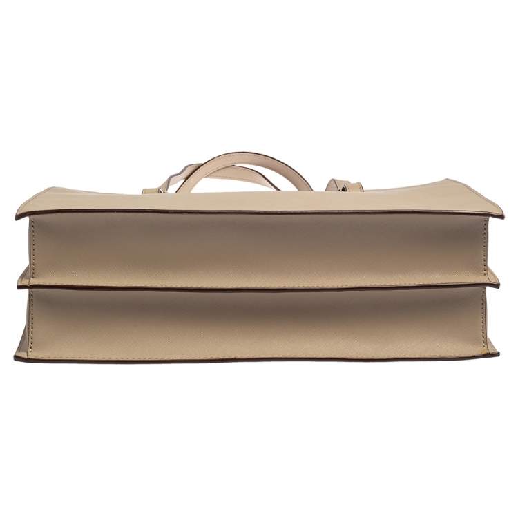 Pre Owned DKNY Beige Leather  Top Zip Tote