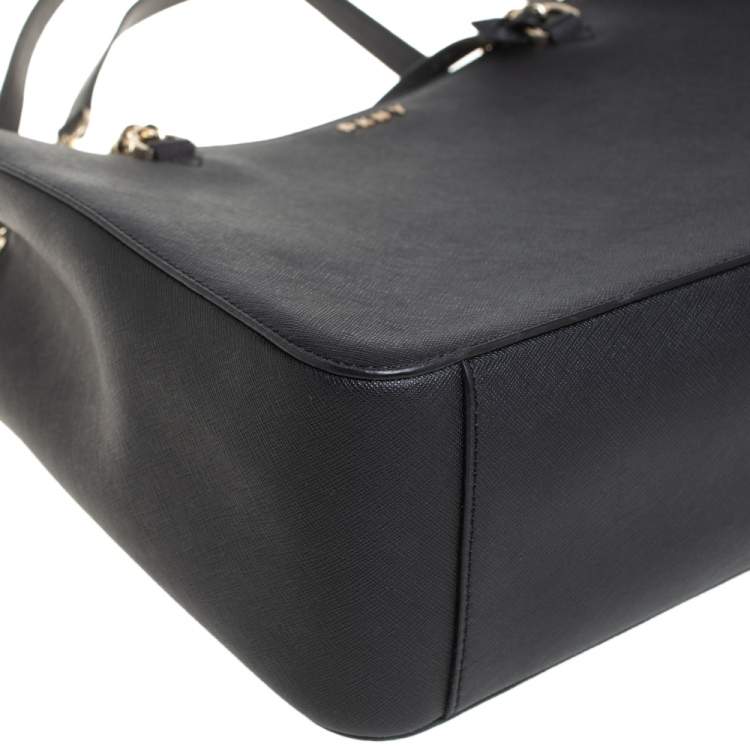 Pre Owned DKNY Black Saffiano Leather Bryant Park Chain Tote