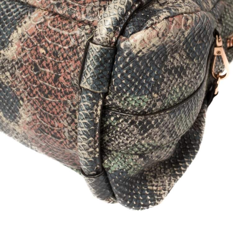 Pre Owned Dkny Multicolor Python Embossed Leather Satchel
