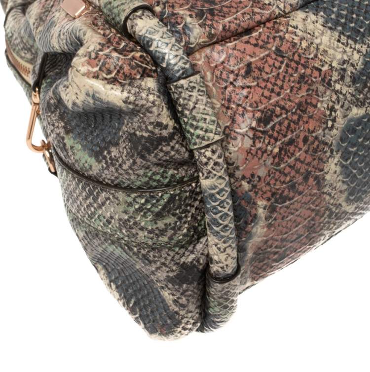 Pre Owned Dkny Multicolor Python Embossed Leather Satchel