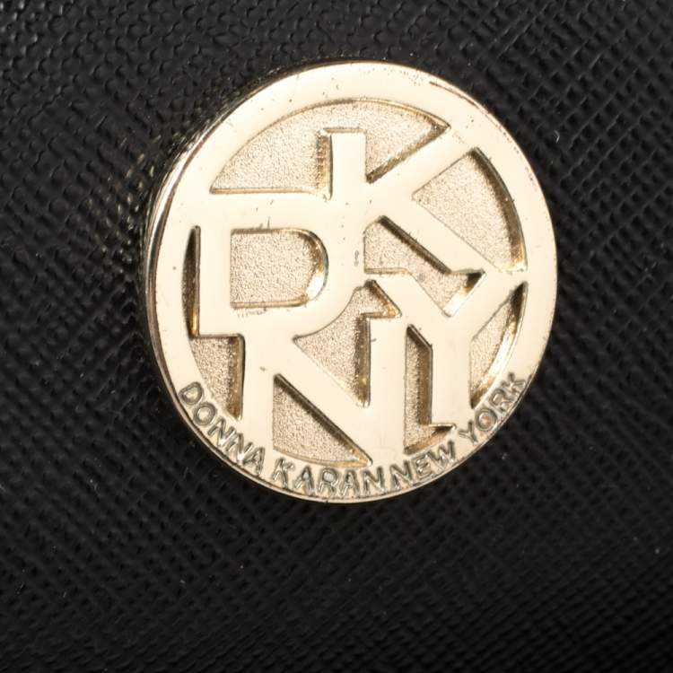 Pre Owned DKNY Navy Blue Leather Middle Zip Tote
