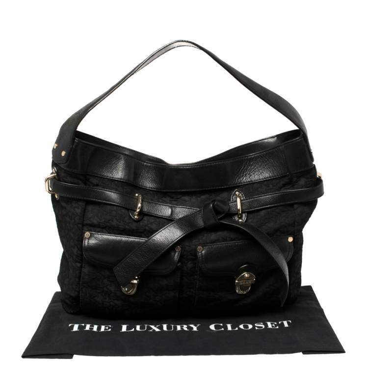 Pre Owned DKNY Signature Canvas and Leather Knotted Shoulder Bag 