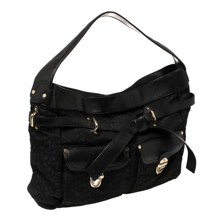 Pre Owned DKNY Signature Canvas and Leather Knotted Shoulder Bag 