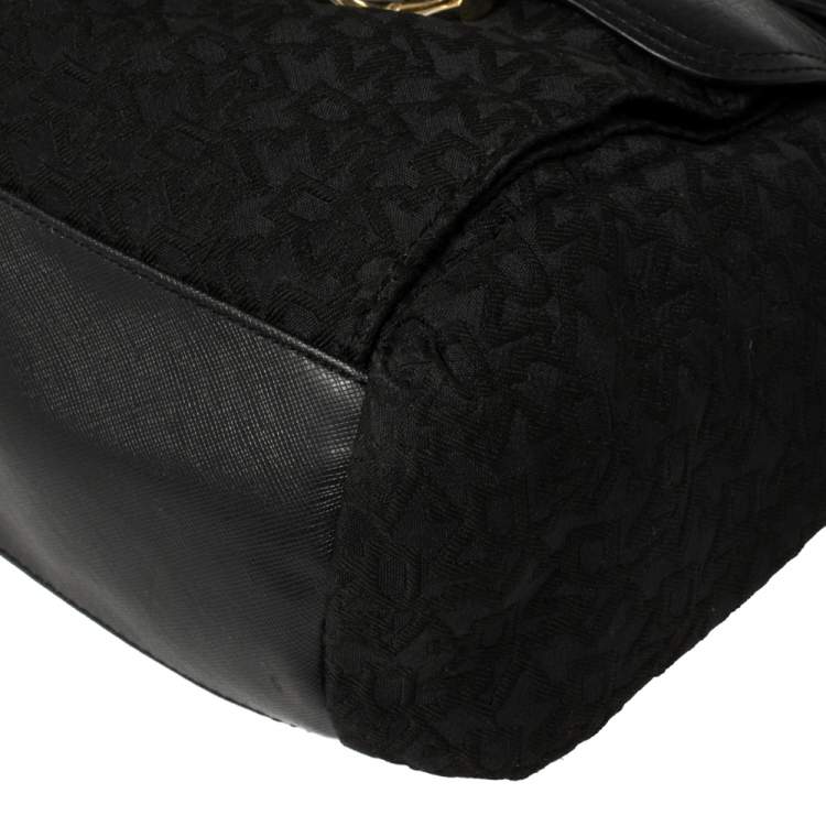 Pre Owned DKNY Signature Canvas and Leather Knotted Shoulder Bag 