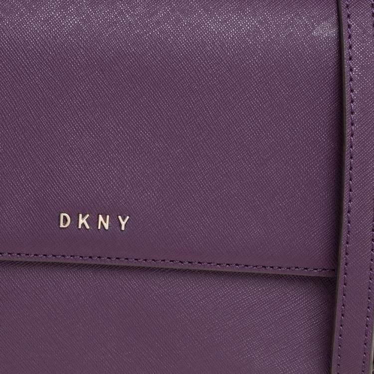 Pre Owned Dkny Purple Leather Flap Chain Shoulder Bag