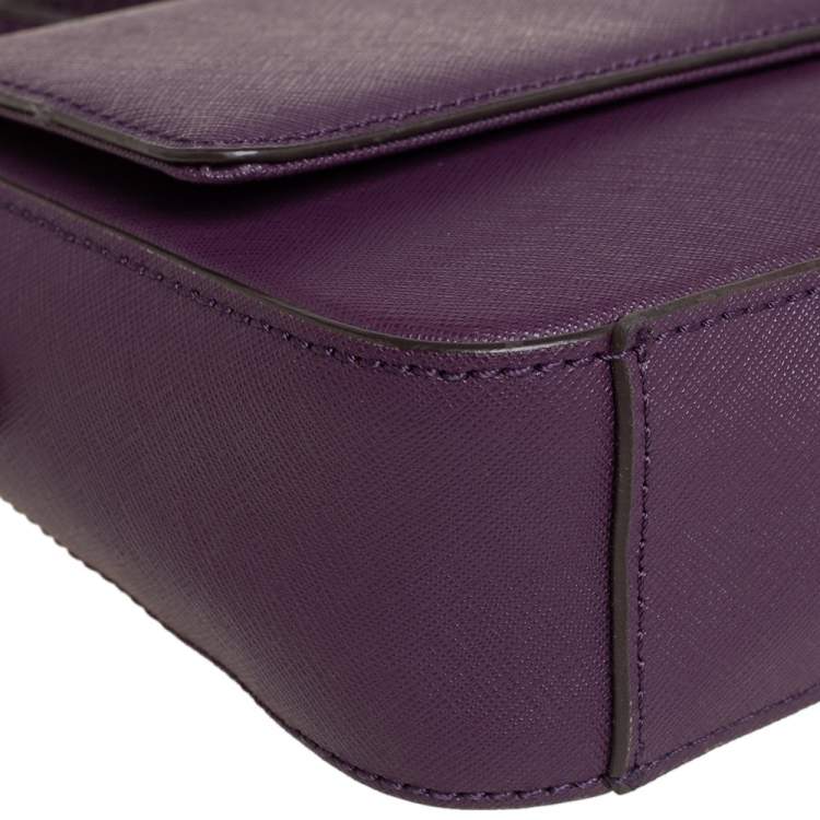 Pre Owned Dkny Purple Leather Flap Chain Shoulder Bag