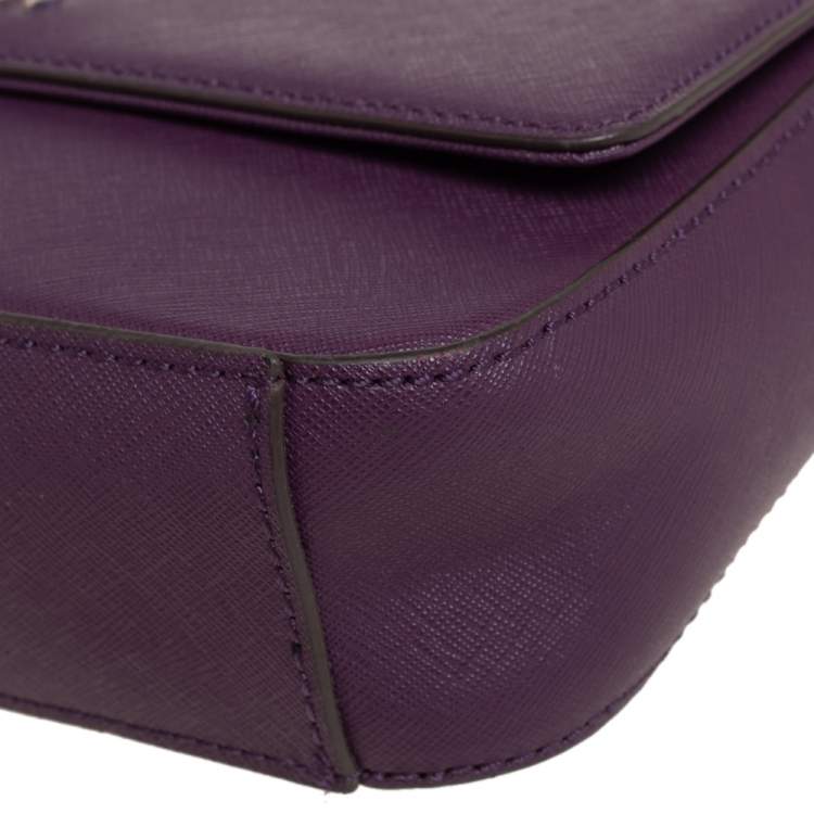 Pre Owned Dkny Purple Leather Flap Chain Shoulder Bag