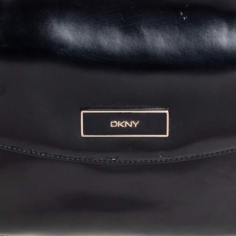 Pre Owned DKNY Black Faux Leather Flap Chain Shoulder Bag