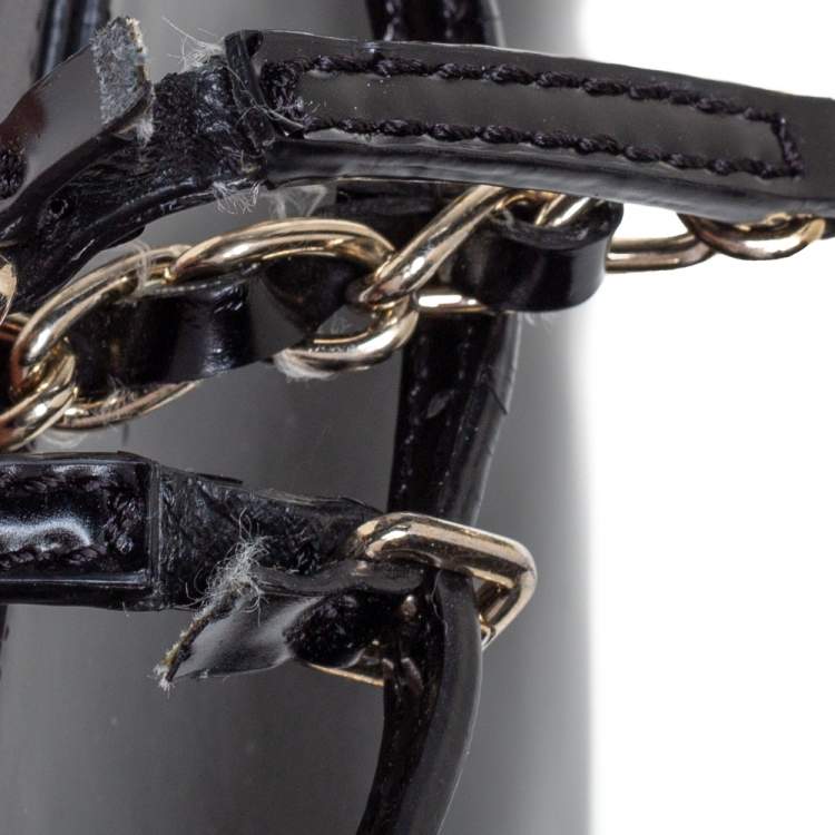 Pre Owned DKNY Black Faux Leather Flap Chain Shoulder Bag