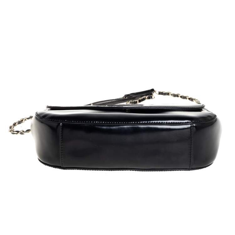 Pre Owned DKNY Black Faux Leather Flap Chain Shoulder Bag