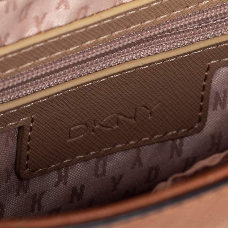 Pre Owned DKNY Tan Leather Bryant Park Envelope Crossbody Bag