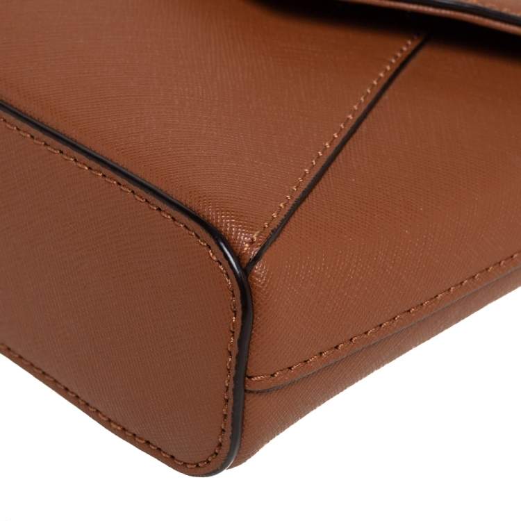 Pre Owned DKNY Tan Leather Bryant Park Envelope Crossbody Bag