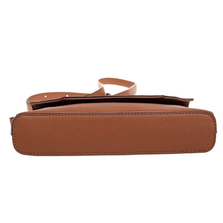 Pre Owned DKNY Tan Leather Bryant Park Envelope Crossbody Bag