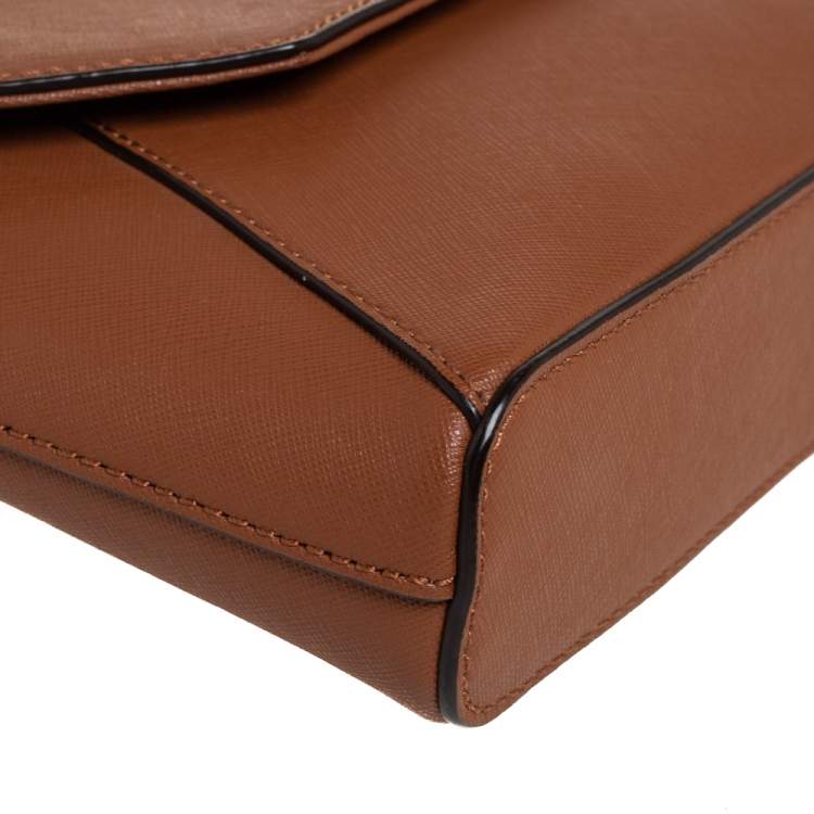 Pre Owned DKNY Tan Leather Bryant Park Envelope Crossbody Bag