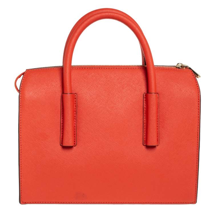 Pre Owned DKNY Orange Leather Zip Bryant Park Satchel