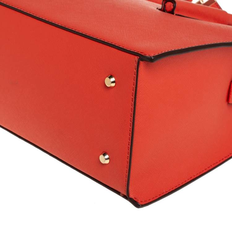 Pre Owned DKNY Orange Leather Zip Bryant Park Satchel
