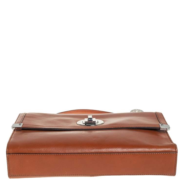 Pre Owned Dkny Tan Leather Flap Top Handle Bag