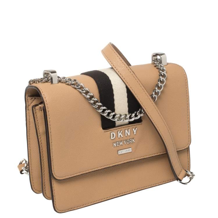 Pre Owned DKNY Beige Leather Liza Crossbody Bag