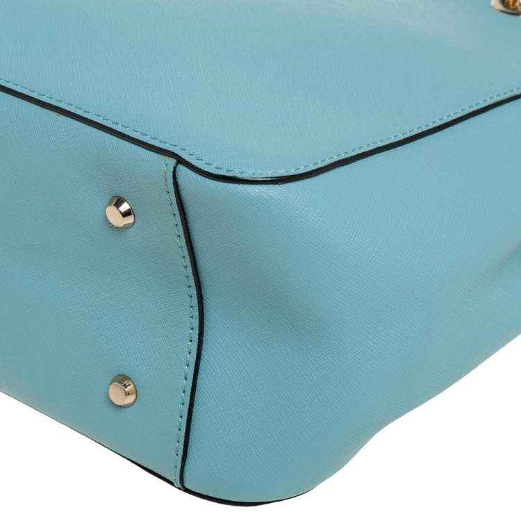 Pre Owned Dkny Light Blue Leather Bryant Zipped Chain Tote