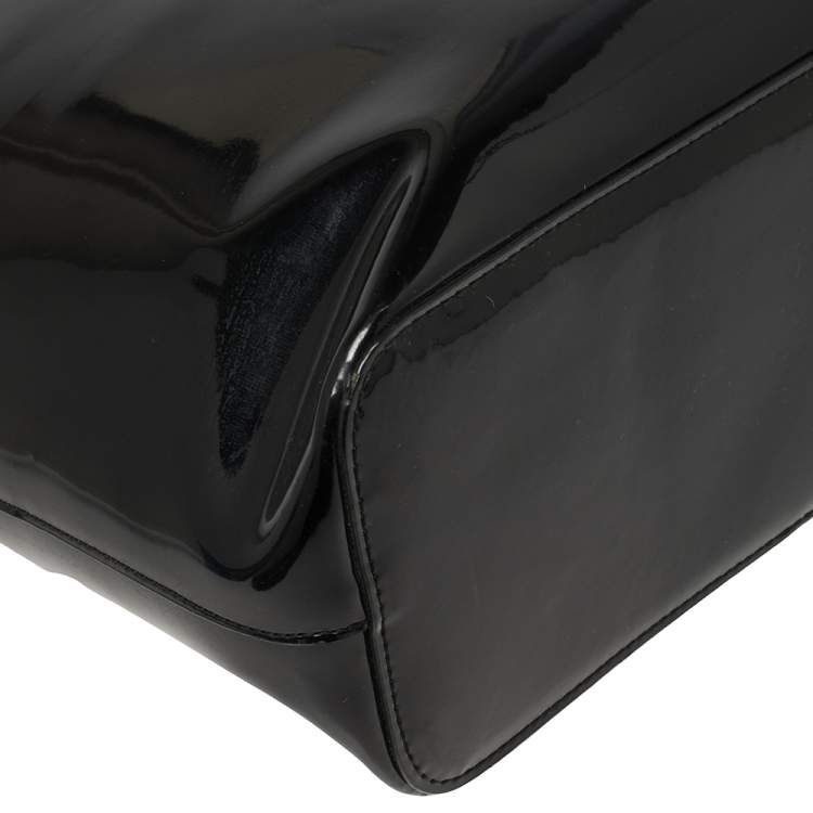 Pre Owned Dkny Black Patent Leather Chain Shopper Tote