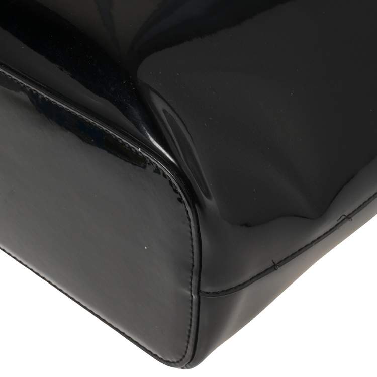 Pre Owned Dkny Black Patent Leather Chain Shopper Tote