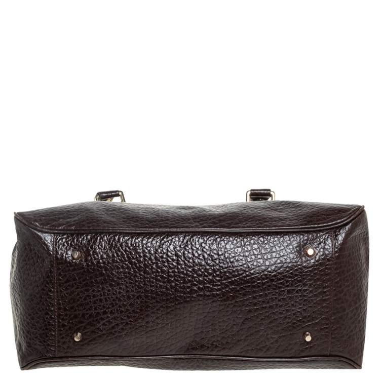 Pre Owned Dkny Mocha Brown Pebbled Leather Zip Satchel
