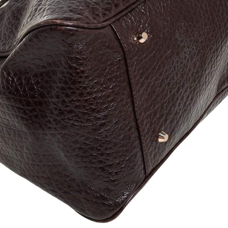 Pre Owned Dkny Mocha Brown Pebbled Leather Zip Satchel
