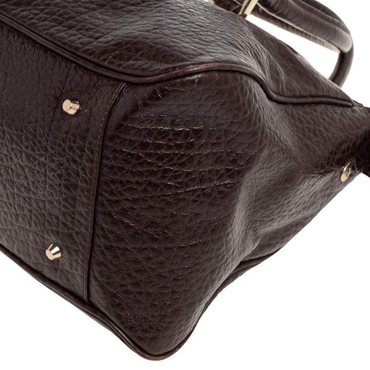 Pre Owned Dkny Mocha Brown Pebbled Leather Zip Satchel