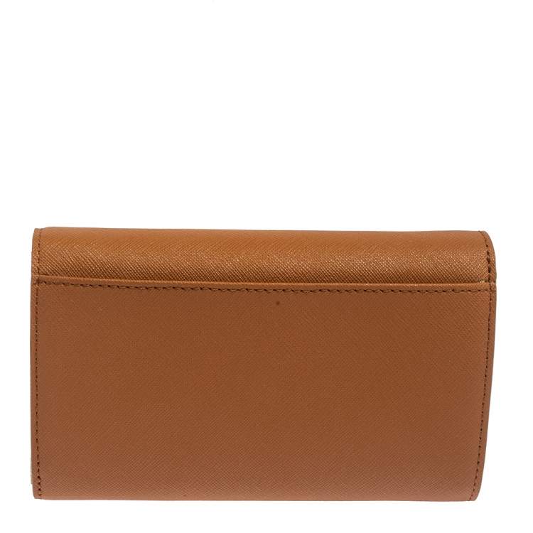 Pre Owned DKNY Tan Leather Flap Wallet
