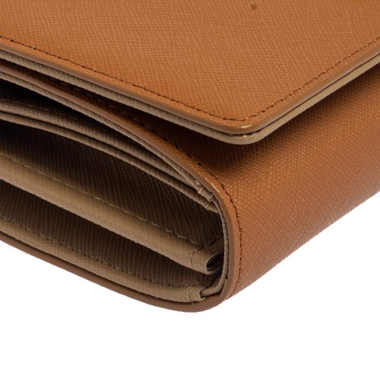 Pre Owned DKNY Tan Leather Flap Wallet