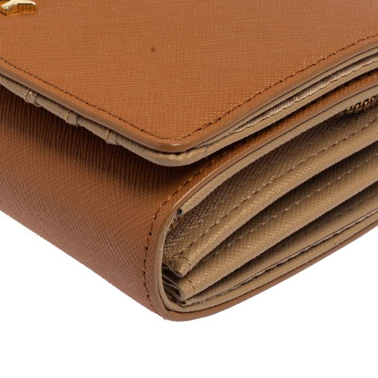 Pre Owned DKNY Tan Leather Flap Wallet