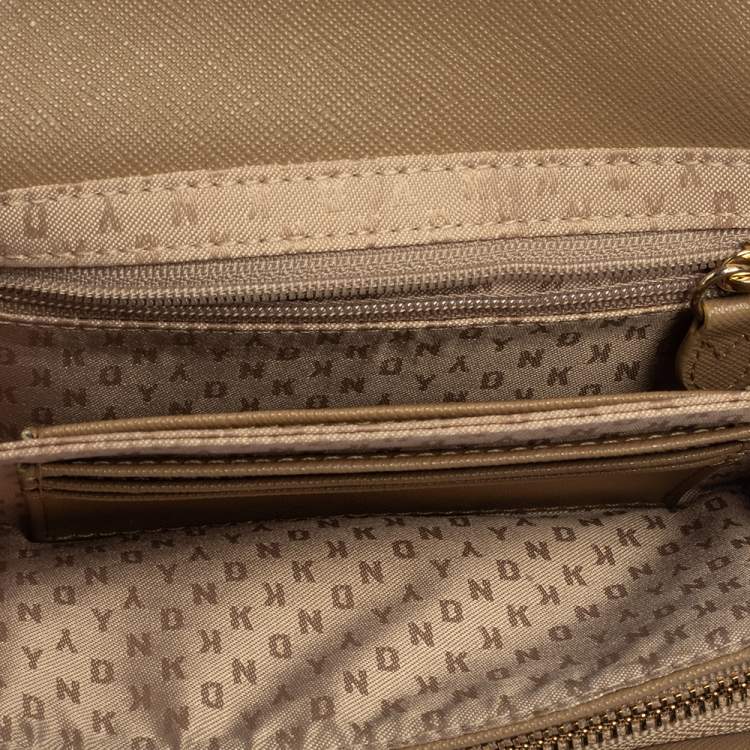 Pre Owned DKNY Tan Leather Flap Wallet