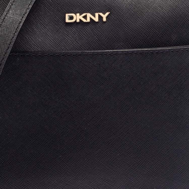 مملوكة مسبقًا Dkny Black Leather Top Zip Shoulder Bag
