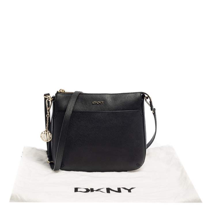 مملوكة مسبقًا Dkny Black Leather Top Zip Shoulder Bag
