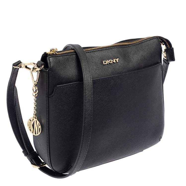 مملوكة مسبقًا Dkny Black Leather Top Zip Shoulder Bag